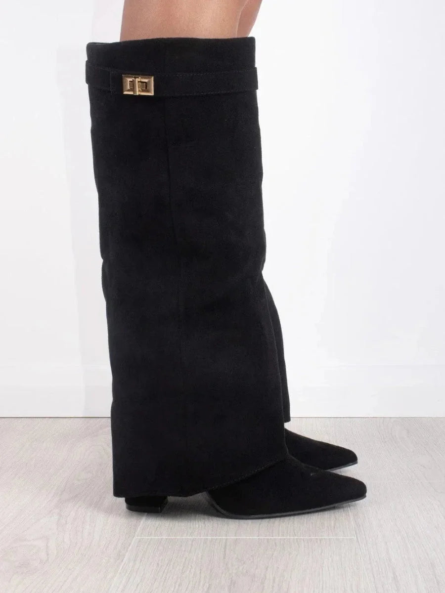 Women's Suede Ankle Boots with Metallic Details