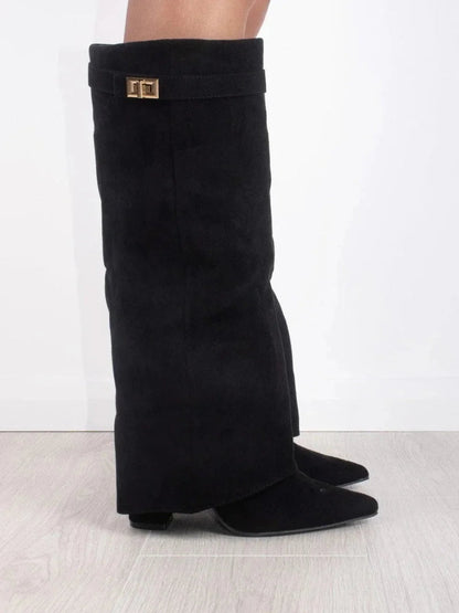 Women's Suede Ankle Boots with Metallic Details