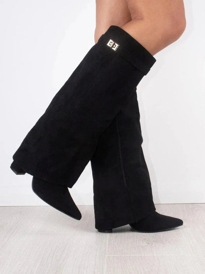 Women's Suede Ankle Boots with Metallic Details