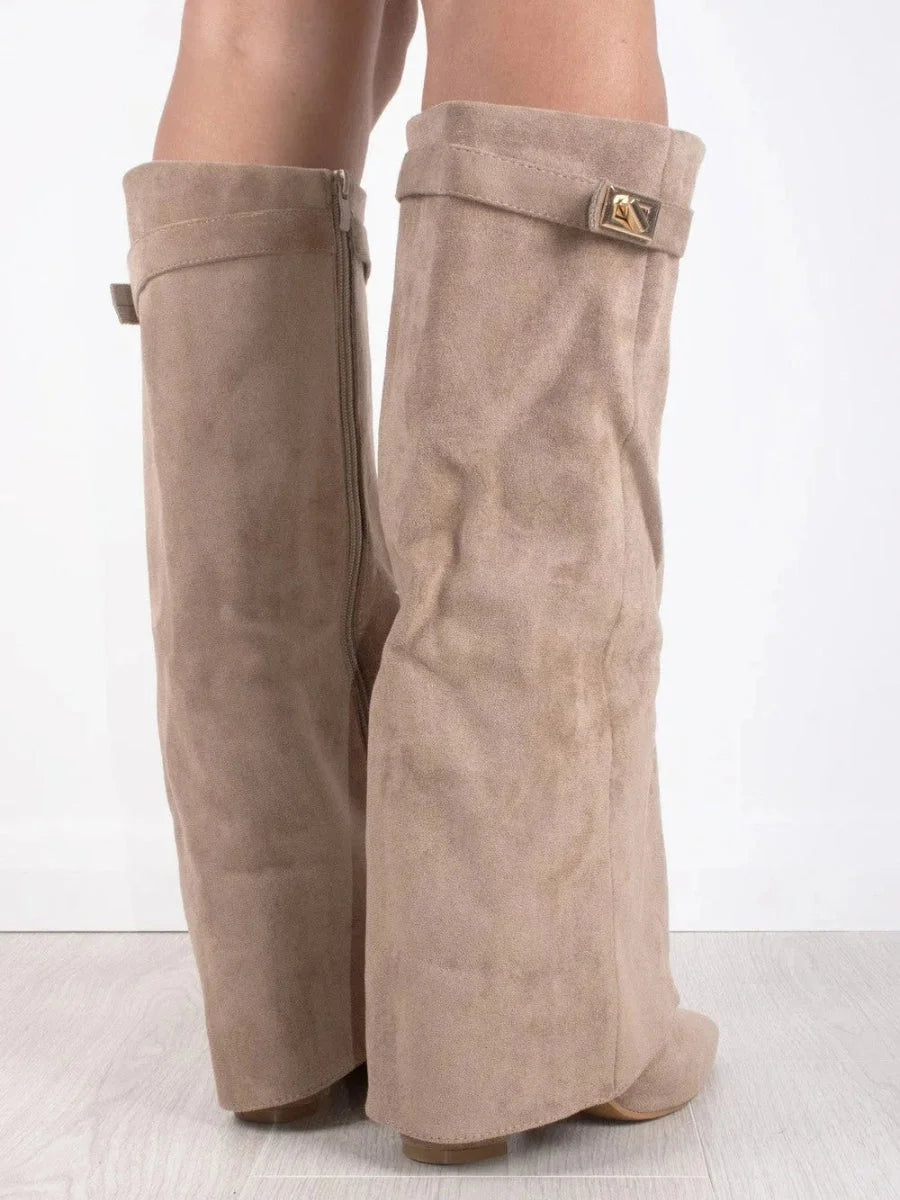 Women's Suede Ankle Boots with Metallic Details
