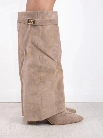 Women's Suede Ankle Boots with Metallic Details