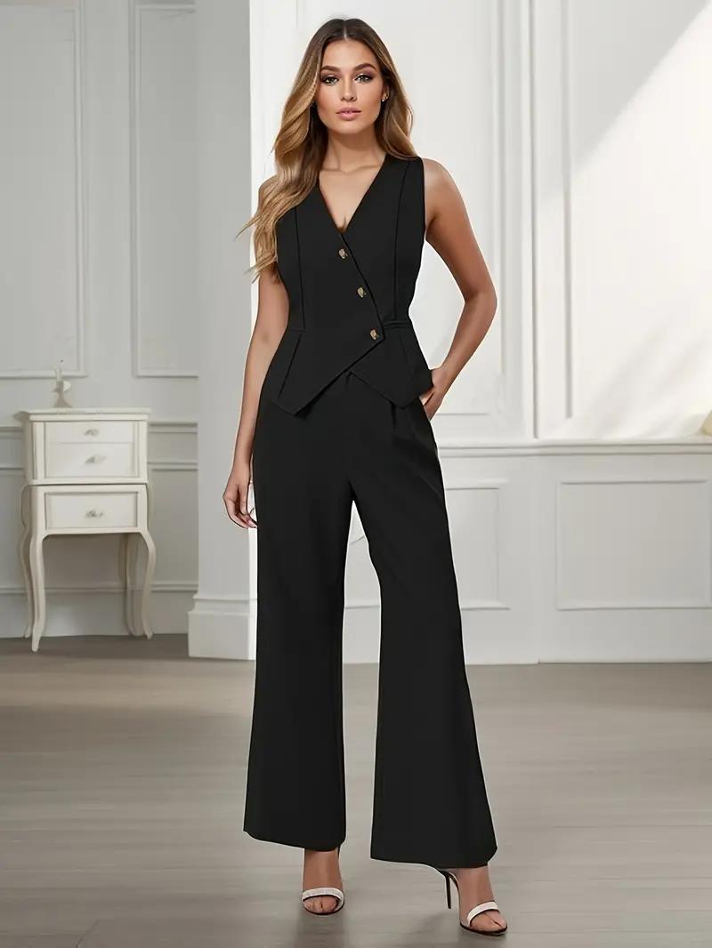 Women’s Tailored Vest and Wide-Leg Pants Set