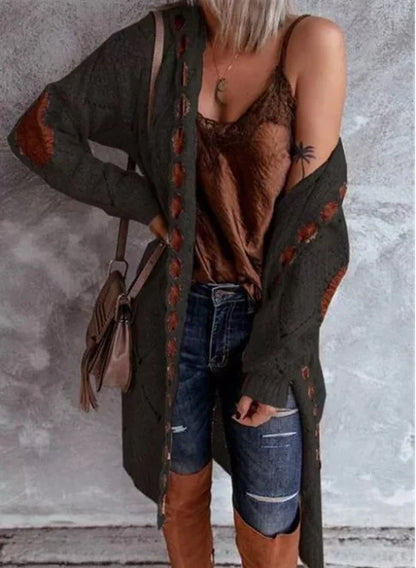 Women’s Textured Knit Long Cardigan