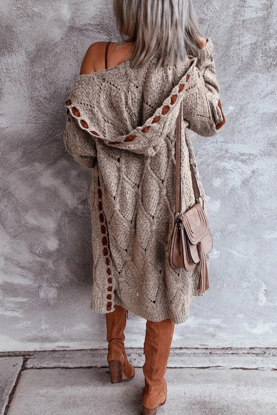 Women’s Textured Knit Long Cardigan