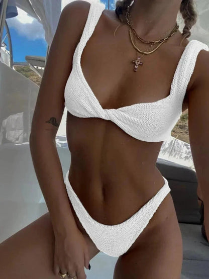 Women's Textured Wide Strap Bikini Set