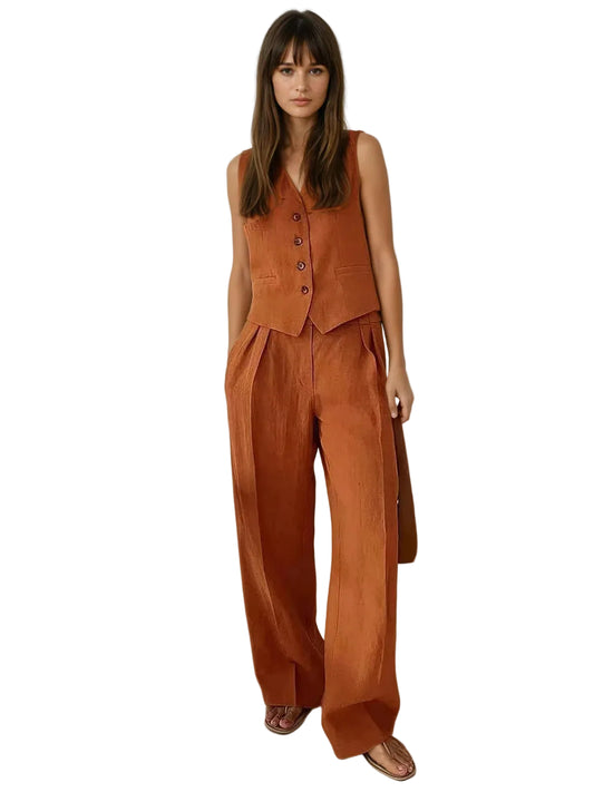 Women’s Two Piece Vest and Wide Leg Pants Set