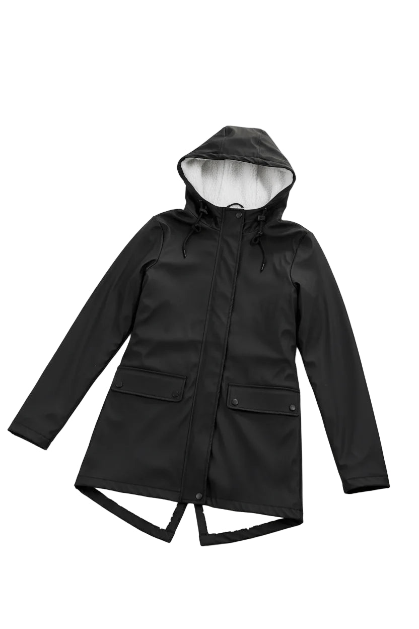 Women's Waterproof Fleece-Lined Hooded Trench Coat