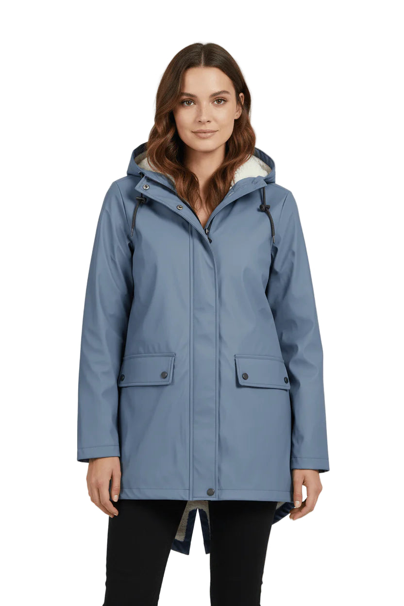 Women's Waterproof Fleece-Lined Hooded Trench Coat