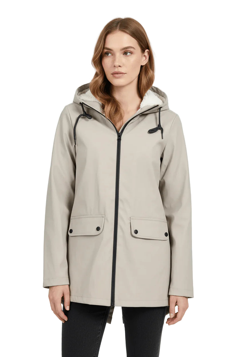 Women's Waterproof Fleece-Lined Hooded Trench Coat