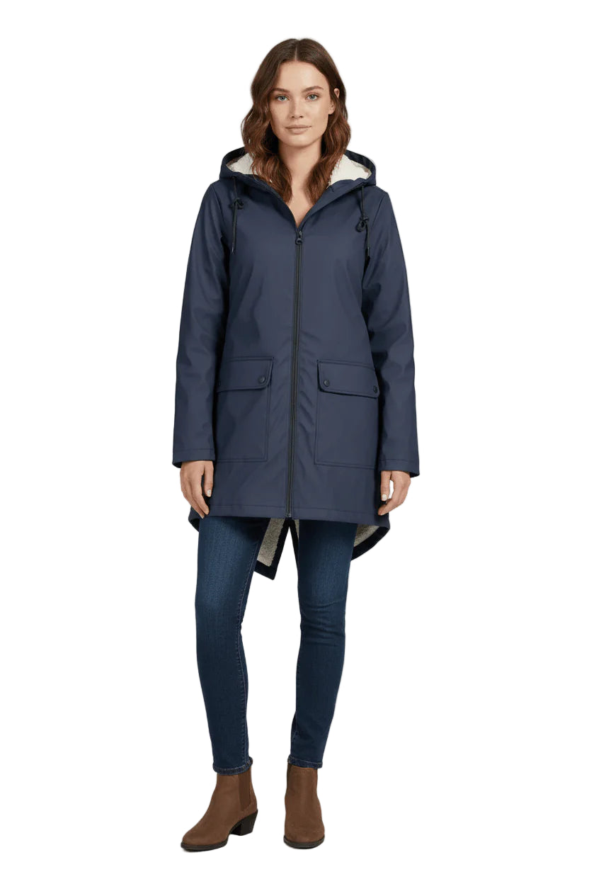 Women's Waterproof Fleece-Lined Hooded Trench Coat