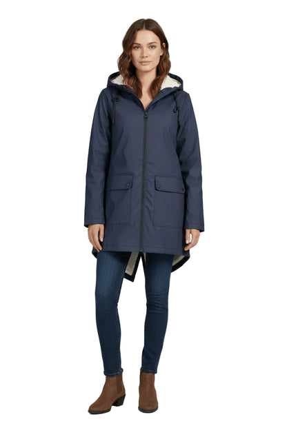 Women's Waterproof Fleece-Lined Hooded Trench Coat