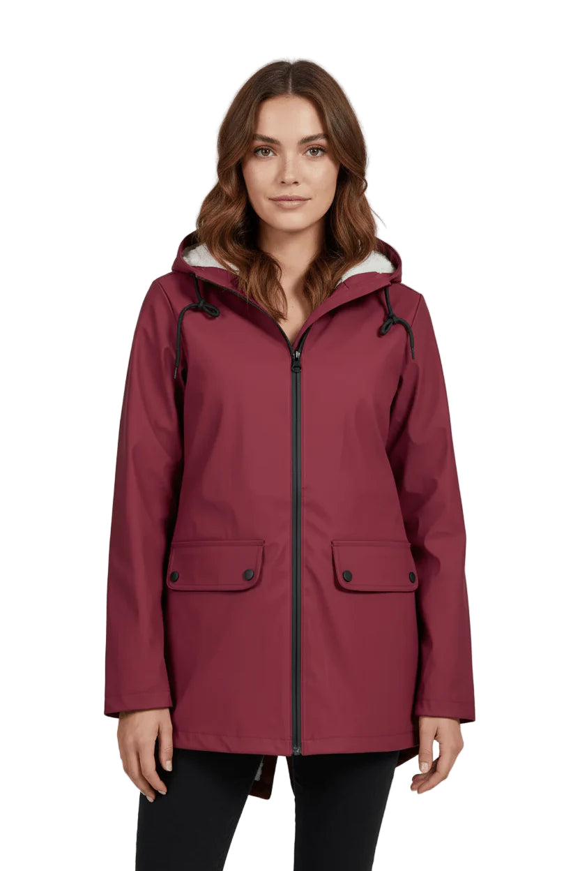 Women's Waterproof Fleece-Lined Hooded Trench Coat