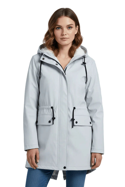 Women's Waterproof Fleece-Lined Hooded Trench Coat